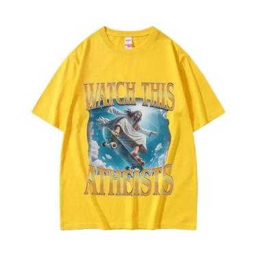 Imagem de Camiseta Unissex Vintage De Verão Com Estampa De Jesus Meme Engraçada 