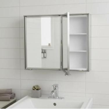 Imagem de Armário banheiro alumínio 2 portas sobrepor 46,5x38,5x10 cm - STEEL DE