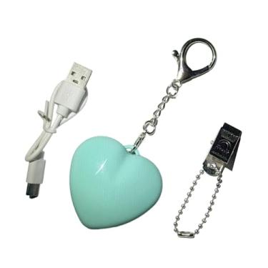 Imagem de WeiLaiKeQi Luminária de bolso em formato de coração, compacta e prática, com chaveiro para pendurar, ideal para o Dia dos Pais, aniversários e Dia dos Namorados, Azul