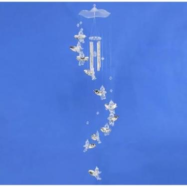 Imagem de Kit Sino Dos Ventos Mensageiro Anjo Decoração De Jardim Casa Quintal - Carrilhão Decorativo Religioso, Sons Suaves, Resistente ao Ar Livre, Ideal para Varanda e Ambientes Internos(1 Prata)