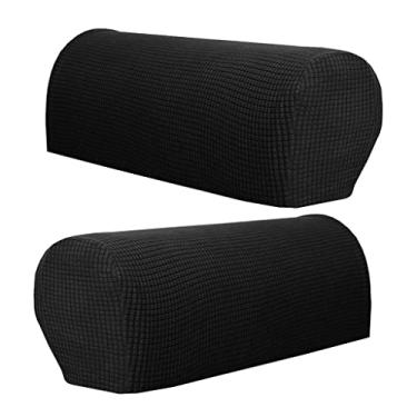 Imagem de WeiLaiKeQi Conjunto de 2 Protetoras Premium E Elásticas para Apoio de Braço de Sofá, Preto