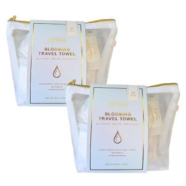 Imagem de Bonblissity Comprimidos de toalha de rosto para viagem, toalhas de mão reutilizáveis portáteis compactas, expansíveis ativadas por água, mini itens essenciais de viagem para mulheres (pacote com 2, 20