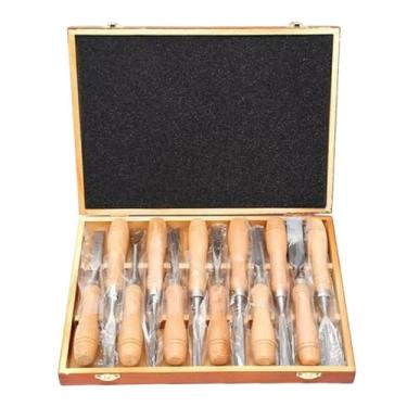 Imagem de MotiveTech Conjunto de 121 formões para madeira, ferramentas de entalhe, compactos e portáteis, resistentes, para tornear madeira, com caixa de armazenamento de, Cor de Madeira de Faia