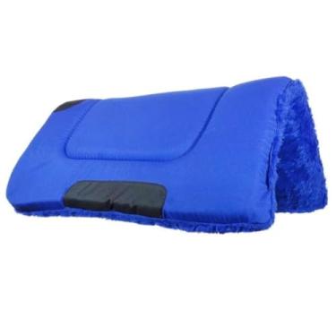 Imagem de Manta baixeiro para cavalo reforçado country luxo manta de sela quarto de milha americana super oferta menor preço (Azul Mangalarga)