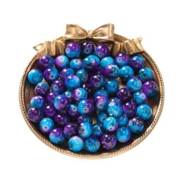 Imagem de Contas De Vidro Redondas Com Padrões Coloridos 20-100pçs 4-10mm Espaça