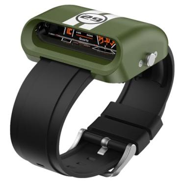 Imagem de T-ENGINE Relógio eletrônico masculino feminino esportivo à prova d'água com luz LED grande display digital relógio de silicone, Verde militar