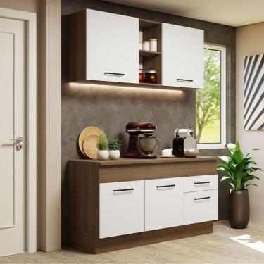 Imagem de Cozinha Compacta 150001 Com Armário E Balcão Rustic/branco