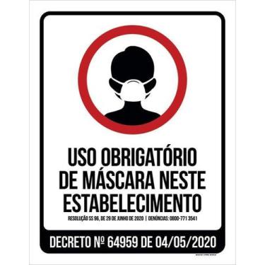Imagem de Kit 10 Placa Acm Obrigatório Máscara Estabelecimento 18X23 - Sinalizo