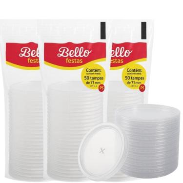 Imagem de Kit Tampa Descartável 71Mm Copos De 180Ml E 200Ml 150 Un - Bello Festa