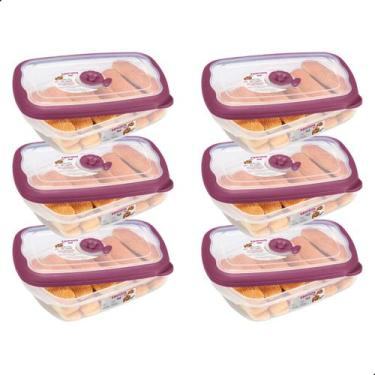 Imagem de Kit 6 Potes Plásticos Herméticos 1,26L Cor Açaí Sanremo