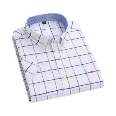 Imagem de Camisa Social Masculina De Manga Curta Em Oxford 100% Algodão Com Bols