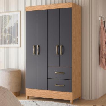 Imagem de Guarda Roupa Cancun 4 Portas 2 Gavetas MDP Freijó Titanium Casa H