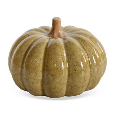 Imagem de Peça Decorativa Abóbora em Cerâmica Bege 14cm CT0205 BTC