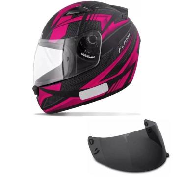 Imagem de Capacete Ebf New Spark Flash Preto e Rosa Mais Viseira Fumê Cor:;Tamanho:61;Gênero:Feminino-Feminino