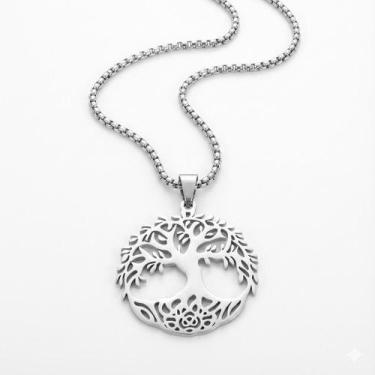 Imagem de Colar Corrente Aço Inox Árvore da Vida Antialérgico Masculino Feminino