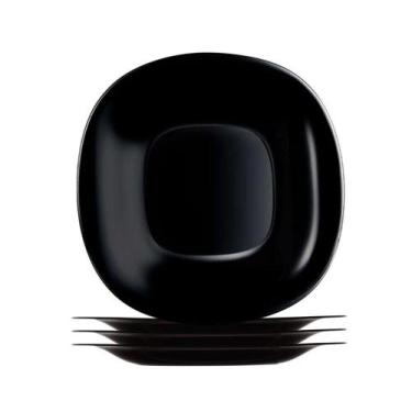 Imagem de Jogo 4 Prato De Sobremesa Preto Quadrado Square 20cm Vidro Opalino Em 