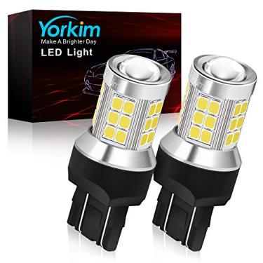 Imagem de Yorkim Lâmpada LED 7443, lâmpada LED super brilhante 7440, lâmpadas de LED T20 com projetor de substituição para luzes traseiras de freio reversas, 6000K xenon branco, pacote com 2