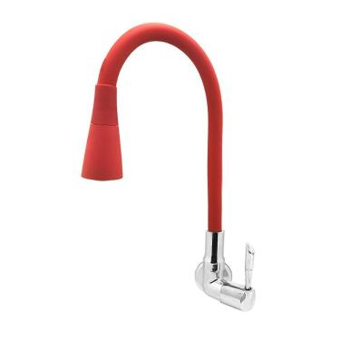 Imagem de Torneira para Cozinha com Acionamento 1/4 Volta com Tubo Flexível 2 Jatos de Dispersão Parede Bognar