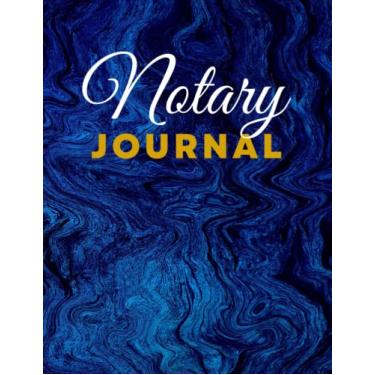 Imagem de Notary Journal: 8.5x11 Large Notarial Logbook / With 200 Numbered Pages - Two Records Logs Per Page / 400 Records / Modern Royal Blue Marble Swirl Art / Ledger Book Gift For Signing Agents