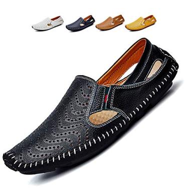 Imagem de Noblespirit sapato masculino para dirigir sapato de couro moderno chinelo casual sapato mocassim no verão, Black 2, 9.5