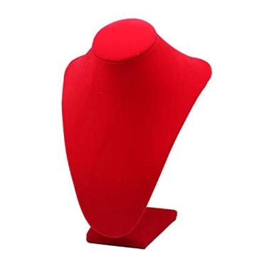 Imagem de simhoa Moda de exibição busto cor vermelha prateleira prateleira para decoração de estável suporte para pingente suporte para gargantilha, Alto