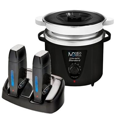 Imagem de Termocera Panela Depilação 900g c/Refil + Base Dupla c/ 2 Rollon Preto Mega Bell