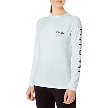 Imagem de HUK Camiseta feminina de manga comprida para pesca com proteção solar FPS +30, Plein Air, X-Large