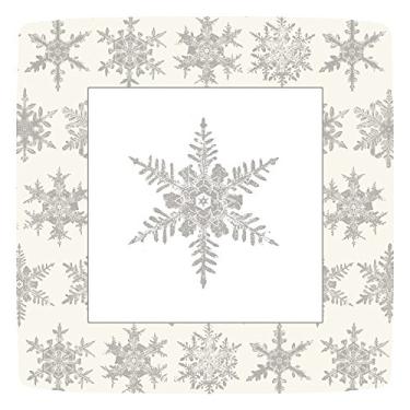 Imagem de Pratos de salada/sobremesa quadrados de neve caindo Entertaining with Caspari, branco, pacote com 8
