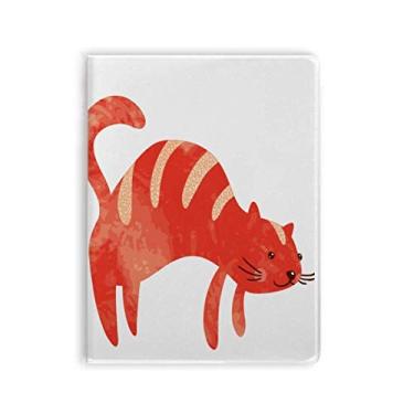 Imagem de Caderno de anotações em aquarela com desenho de gato gordo vermelho sorrindo capa macia