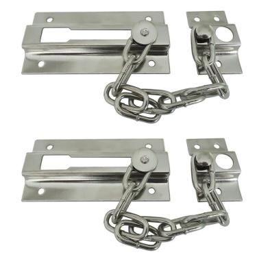 Imagem de Kit 2 Fecho Pega Ladrão Aço Com Corrente 88Mm X 25Mm Portas