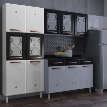 Imagem de Paneleiro Duplo de Aço com Vidro Mirage New Telasul Branco com Preto