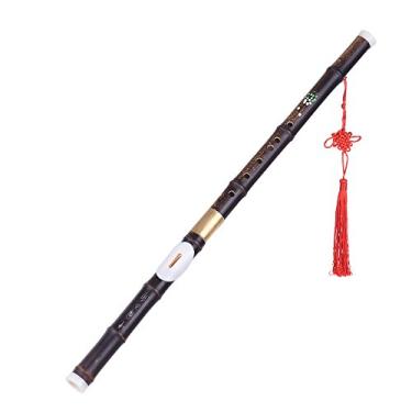 Imagem de SIMBAE Instrumento Tradicional Chinês Detchable Natural Black Bamboo Bawu Ba Wu Flauta Transversal tubulação Instrumento Musical no G-chave para iniciantes amantes de música como presente