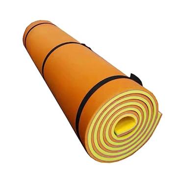 Imagem de YIJU Esteiras flutuantes de água, colchão de enrolar lago praia flutuar piscina adultos diversão em família almofada flutuante ao ar, Laranja amarelo