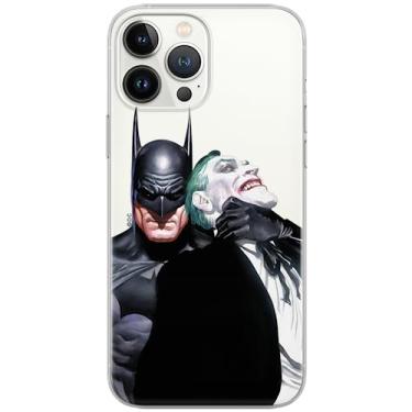 Imagem de ERT GROUP Capa de celular para iPhone 13 PRO MAX original e oficialmente licenciada DC padrão Batman e Coringa 001, perfeitamente ajustada à forma do celular, capa de TPU, parcialmente transparente