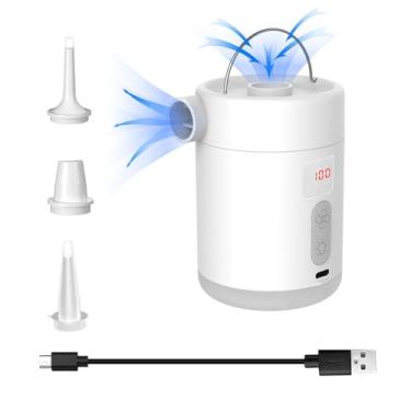 Imagem de Daconovo Bomba de ar portátil, compressor de ar elétrico sem fio, bomba de inflação e deflação com 3 bicos e luz LED de 3 modos para piscina de inflação, colchão de ar, anéis de natação