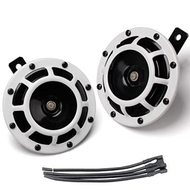 Imagem de Buzina de carro 12v Twin Horn Super Tone para caminhões impreza wrx, caracóis elétricos para carros, motocicletas Subaru, peças eletrônicas alternativas para carros trens (branca)