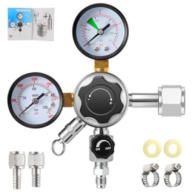 Imagem de MRbrew Regulador de barril de cerveja regulador de CO2 0-120 PSI, regulador Kegerator de CO2 de desconexão rápida, regulador de cerveja com válvula de alívio de pressão de segurança, regulador de gás com 2 porca giratória e farpa de 1/4" e 5/16"