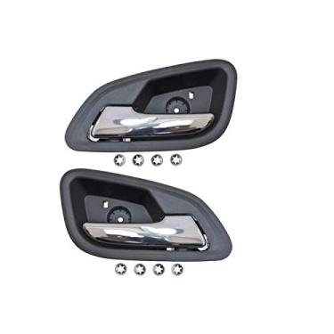 Imagem de PT Auto Warehouse GM-2566MA-RP - Maçaneta interna interna interna, maçaneta cromada com caixa preta - Par traseiro esquerdo/direito