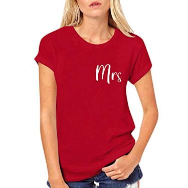 Imagem de Camiseta masculina de algodão com corações doces para o dia dos namorados regata masculina de manga curta, Vermelho (feminino), G