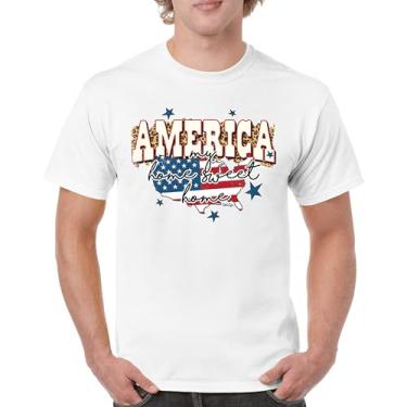 Imagem de Camiseta masculina America My Home Sweet Home 4th of July Stars and Stripes Pride American Dream Patriotic USA Flag, Branco, G