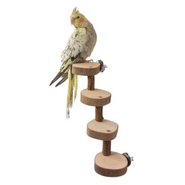 Imagem de Escada de papagaio de madeira, ponte de escalada de madeira, papagaio, brinquedo de escalada, escada de pássaro, rampas de poleiro, plataforma de escalada para atividades físicas