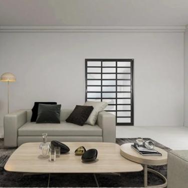 Imagem de Porta de Aluminio de Correr 210x120cm 3 Folhas com Travessa Topsul Preto