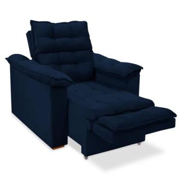 Imagem de Poltrona Do Papai Confortável Reclinável E Retrátil - SRJ Moveis, Azul