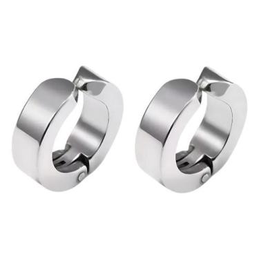 Imagem de Brinco De Argola Pressão Aço Inoxidável Masculino Feminin - Mga-Br