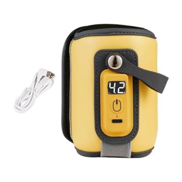 Imagem de Almencla Aquecedor de mamadeira para leite materno, aquecedor de mamadeira com tela digital, aquecedor de mamadeira ajustável para bebês, para viagens de, Amarelo