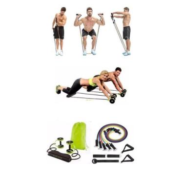 Imagem de Treino em casa bumbum barriga braço ombro com o kit  12 itens feitos p