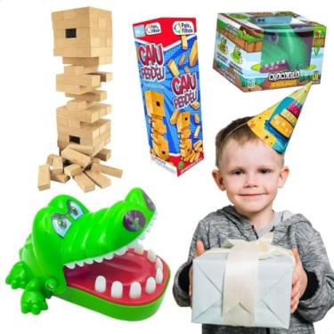 Imagem de Kit 2 jogos Crocodilo Morde Dedo Jacaré Dentista Caiu Perdeu MDF Jogos de Susto Brinquedos Infantil Jogos pra Família e Amigos Jogos de Estratégia Jogos de Suspense Jogos de Tabuleiro