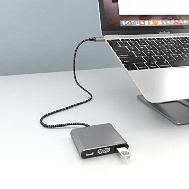 Imagem de Battony Adaptador Usb C Multiporta Av com Saída Hdmi 4K, Porta Usb 3.0, Cabo Trançado de 50 Cm e Porta de Carregamento Rápido Usb-C, Compatível com Macbook Pro Air M1 M2 Pad Pro Imac e Outros Disposit