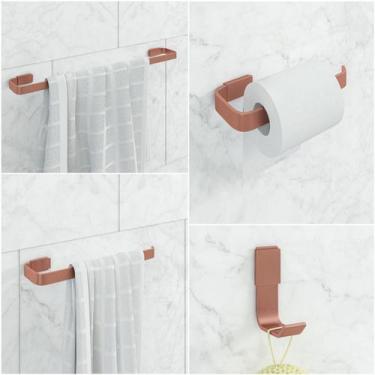 Imagem de Kit De Acessórios Para Banheiro 4 Peças Stander Rose - LETU VARIEDADES