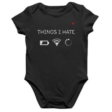 Imagem de Body Bebê Algodão Things I Hate - Foca na Moda, Preto, GG